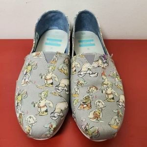 WOMEN'S TOMS X DISNEY Gray SEVEN DWARFS Canvas slip on shoes size 6